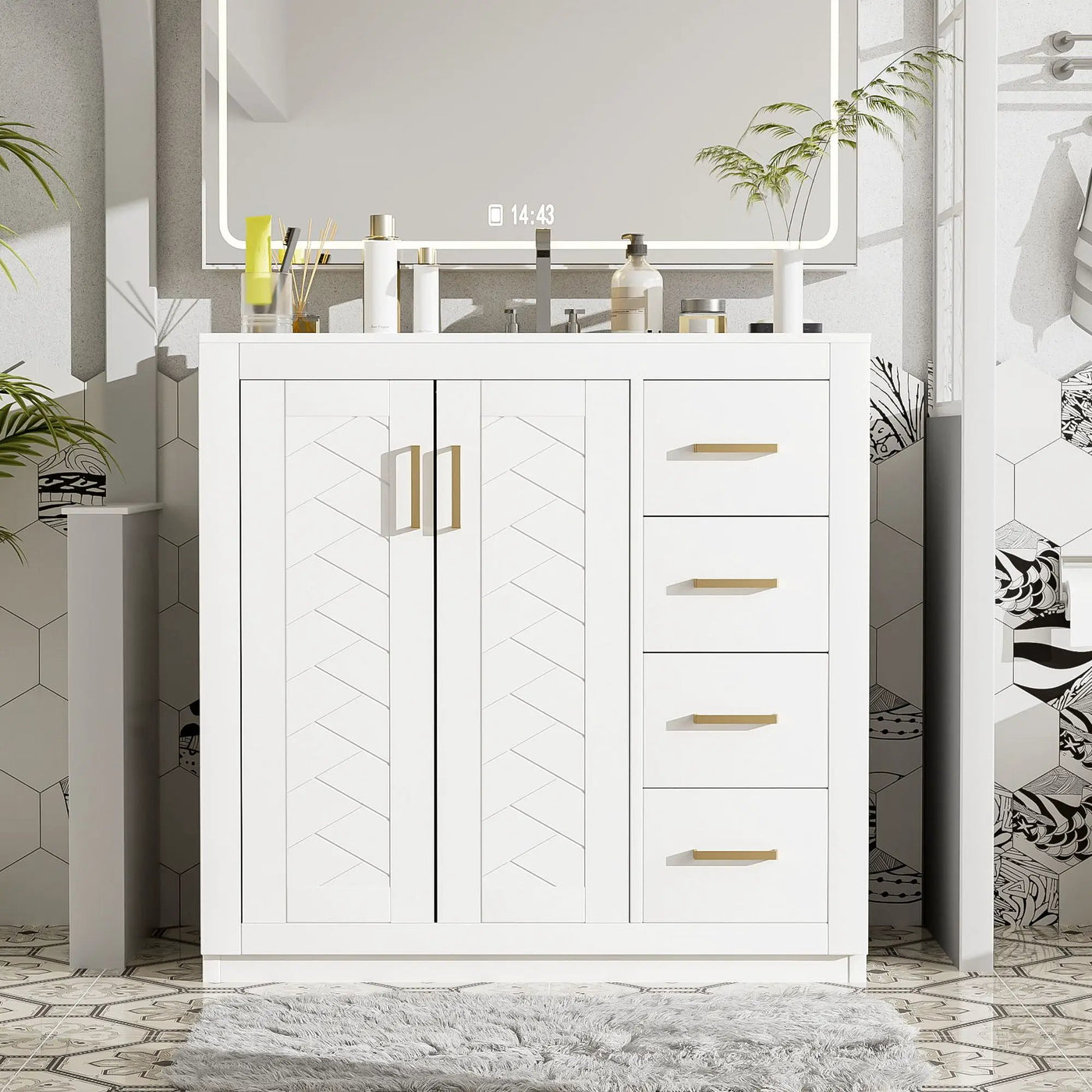 Bathroom Vanity With Sink Combo, Storage Cabinet, Freestanding Set With 3 Drawers & Soft Closing Doors by Unique Piece Furniture