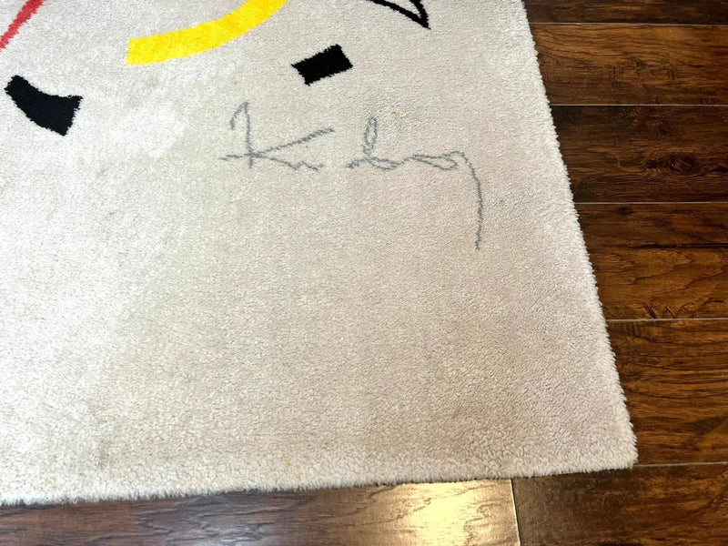 Danish Rya Shag Rug 6x9, EGE Axminster Carpet, Ivory, Modern Abstract Rug, Signed by Designer by Jewel Rugs