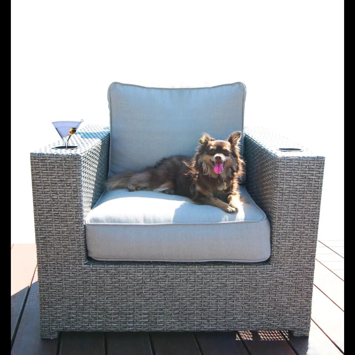 Outdoor Wicker Sectional With Weather Resistant Cushions And Table by HouseOfZazla