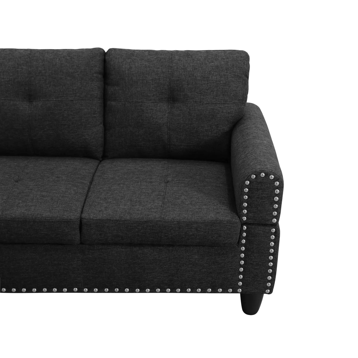 Reversible L-Shaped Sectional Couch with Storage Ottoman, Tufted by HouseOfZazla