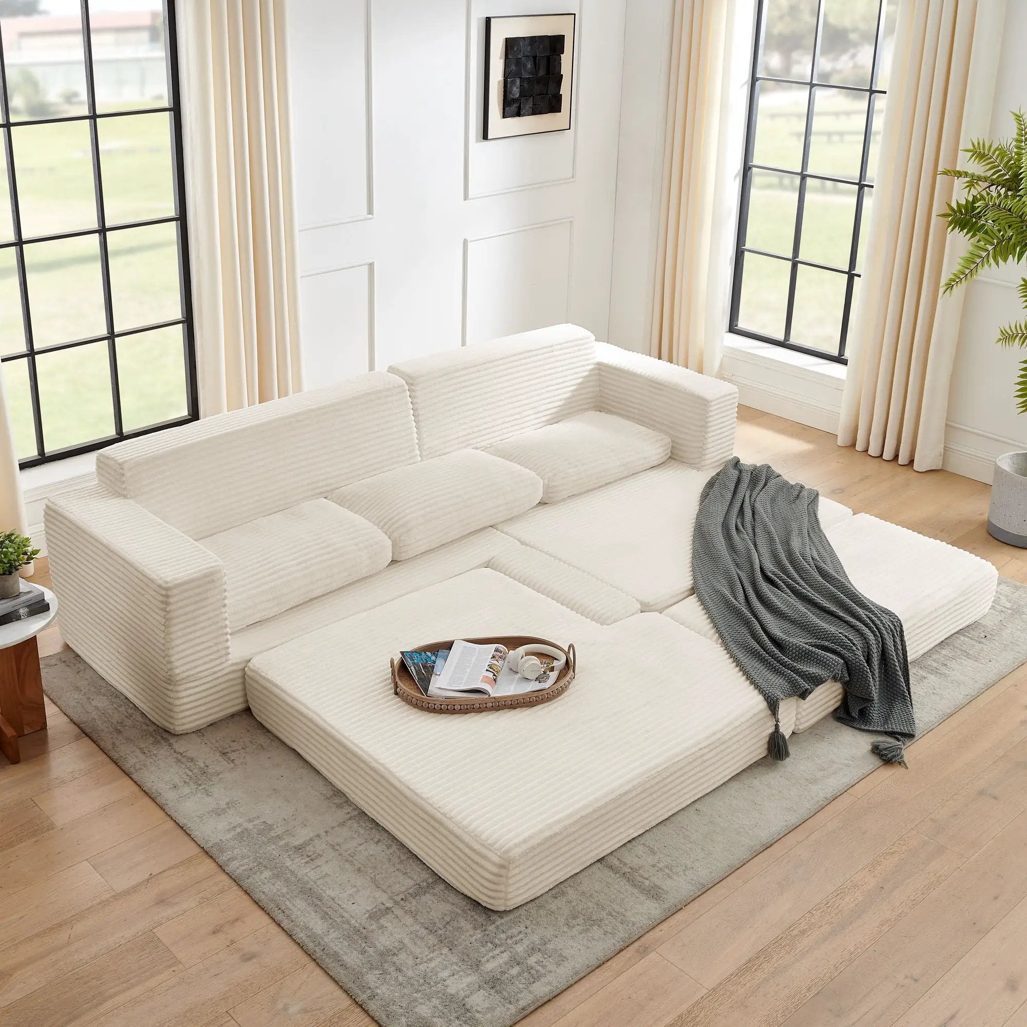 Modern Minimalist L Shape Modular Sectional Sofa, Couch by Unique Piece Furniture