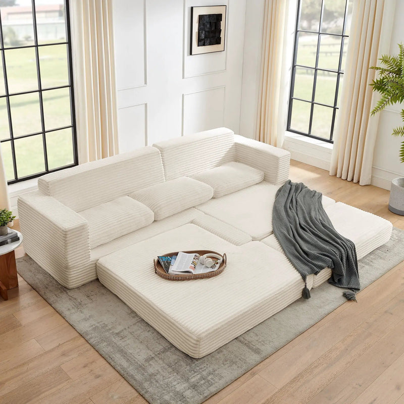 Modern Minimalist L Shape Modular Sectional Sofa, Couch by HouseOfZazla
