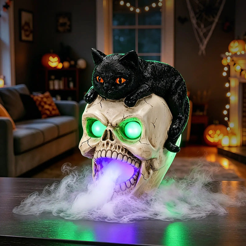 Halloween Cat Skull Statue by HouseOfZazla