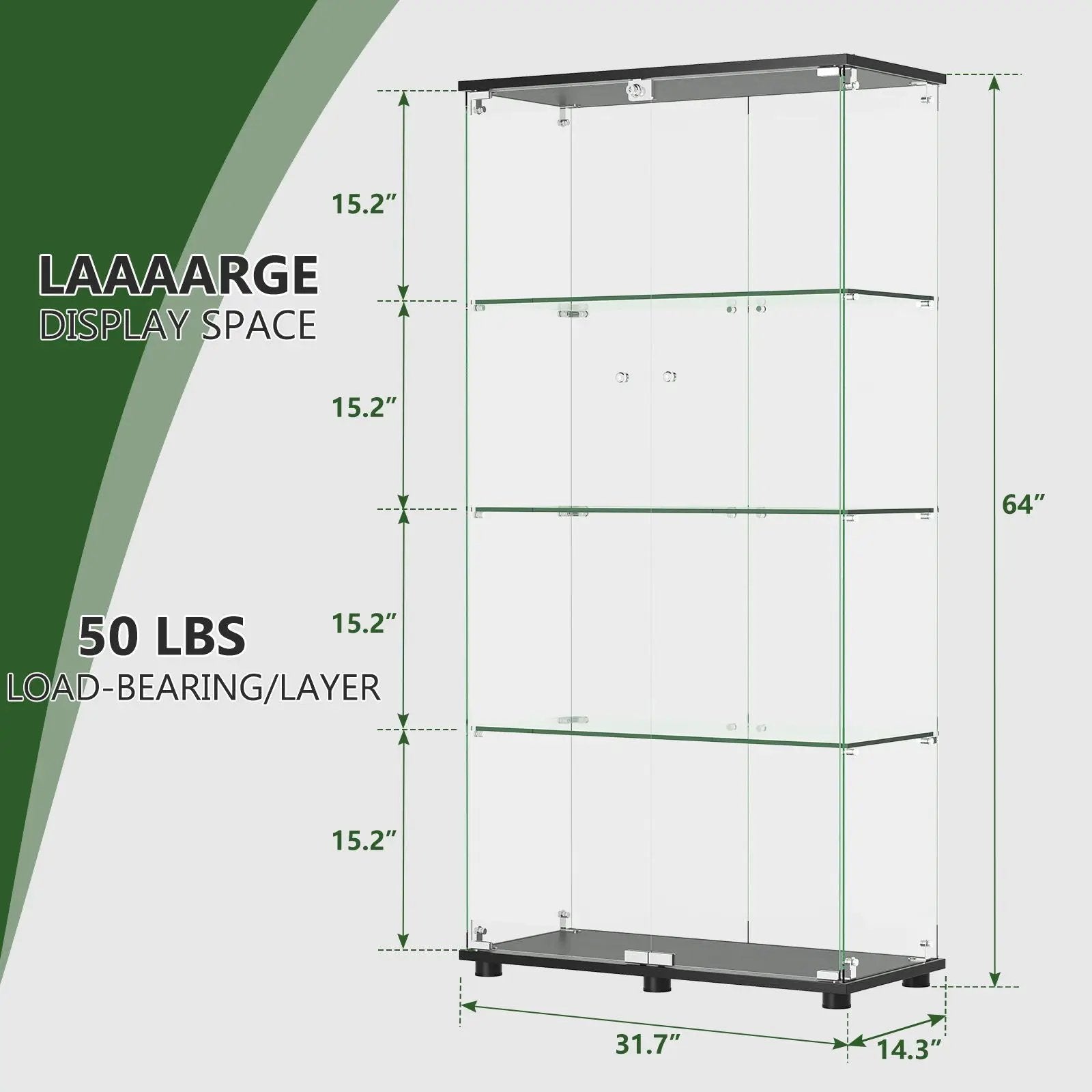 Display Cabinet With Shelf Double Doors And Lock by Unique Piece Furniture