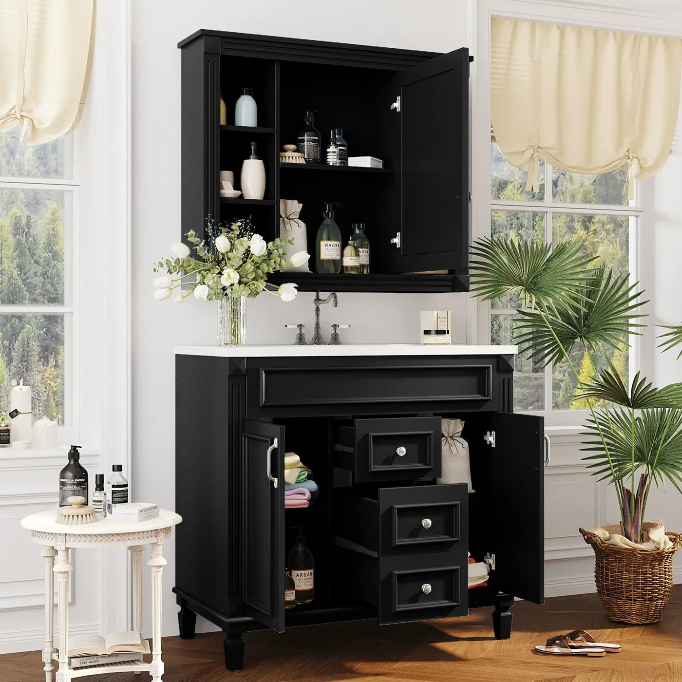 Bathroom Vanity With Top Sink, Mirror Cabinet, 2 Soft Closing Doors & 2 Drawers by Unique Piece Furniture
