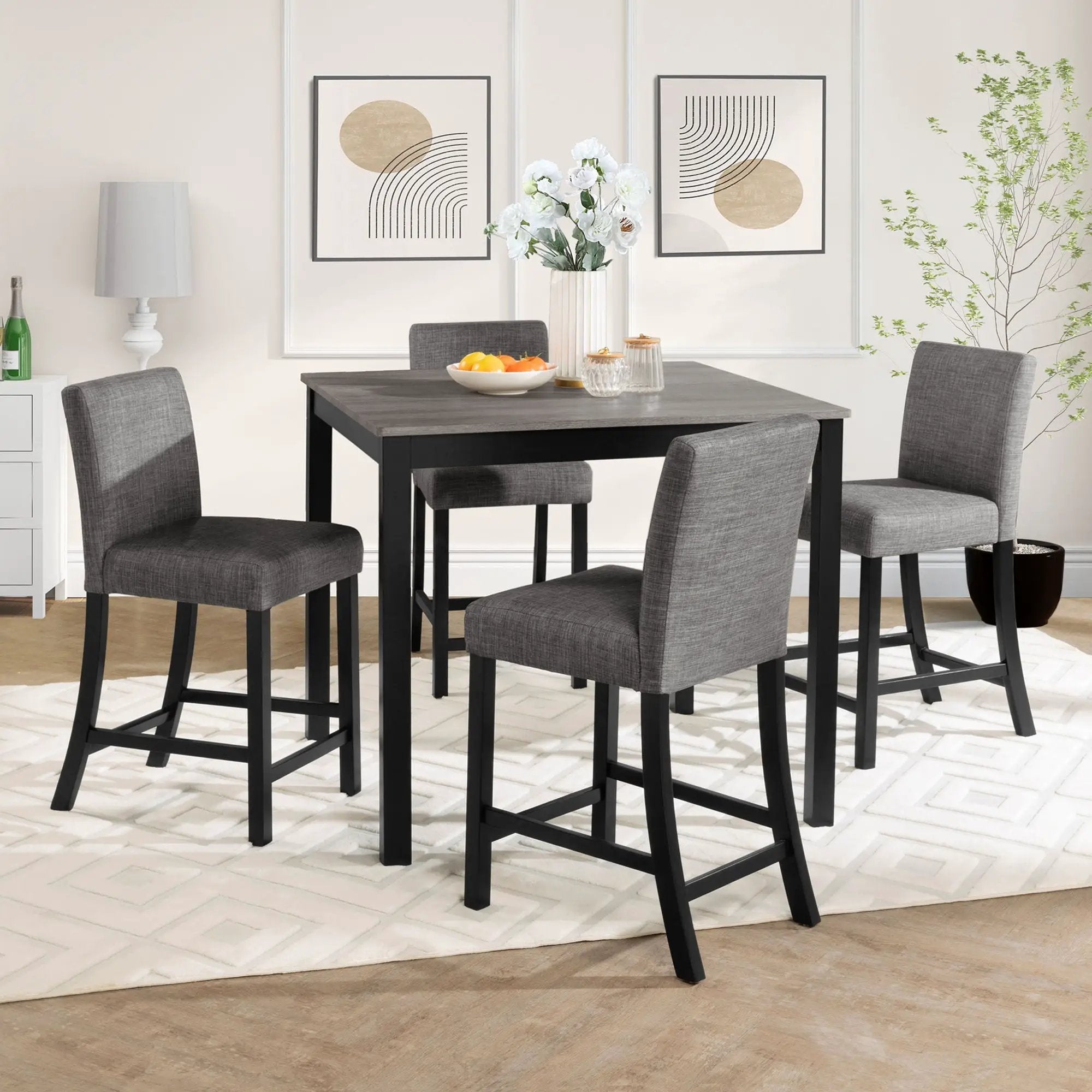 5 Piece Counter Height Table Set, Square Table And 4 Upholstered Chairs by Unique Piece Furniture