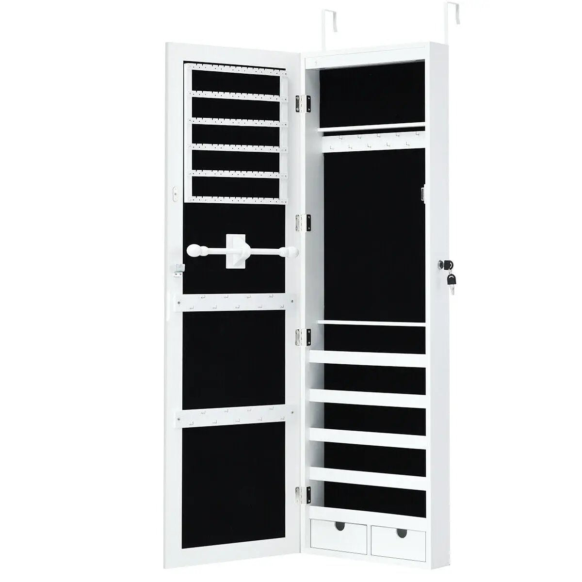 Door Mounted Lockable Mirrored Jewelry Cabinet with LED Lights by DirectDeals