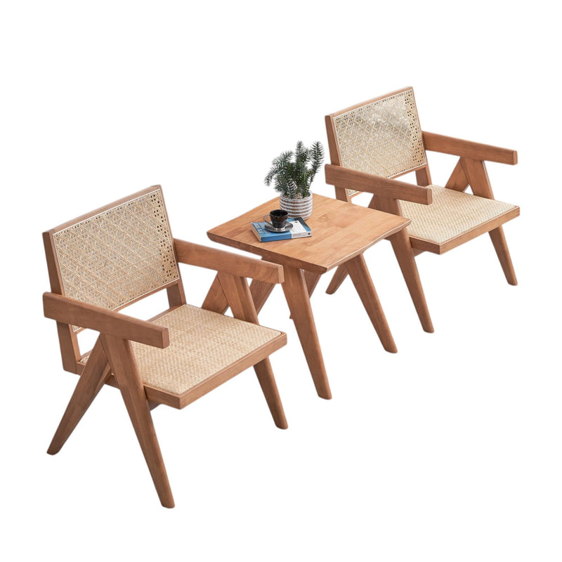 3 Piece Accent Chair Set And Matching End Table For Living Room - Natural by HouseOfZazla