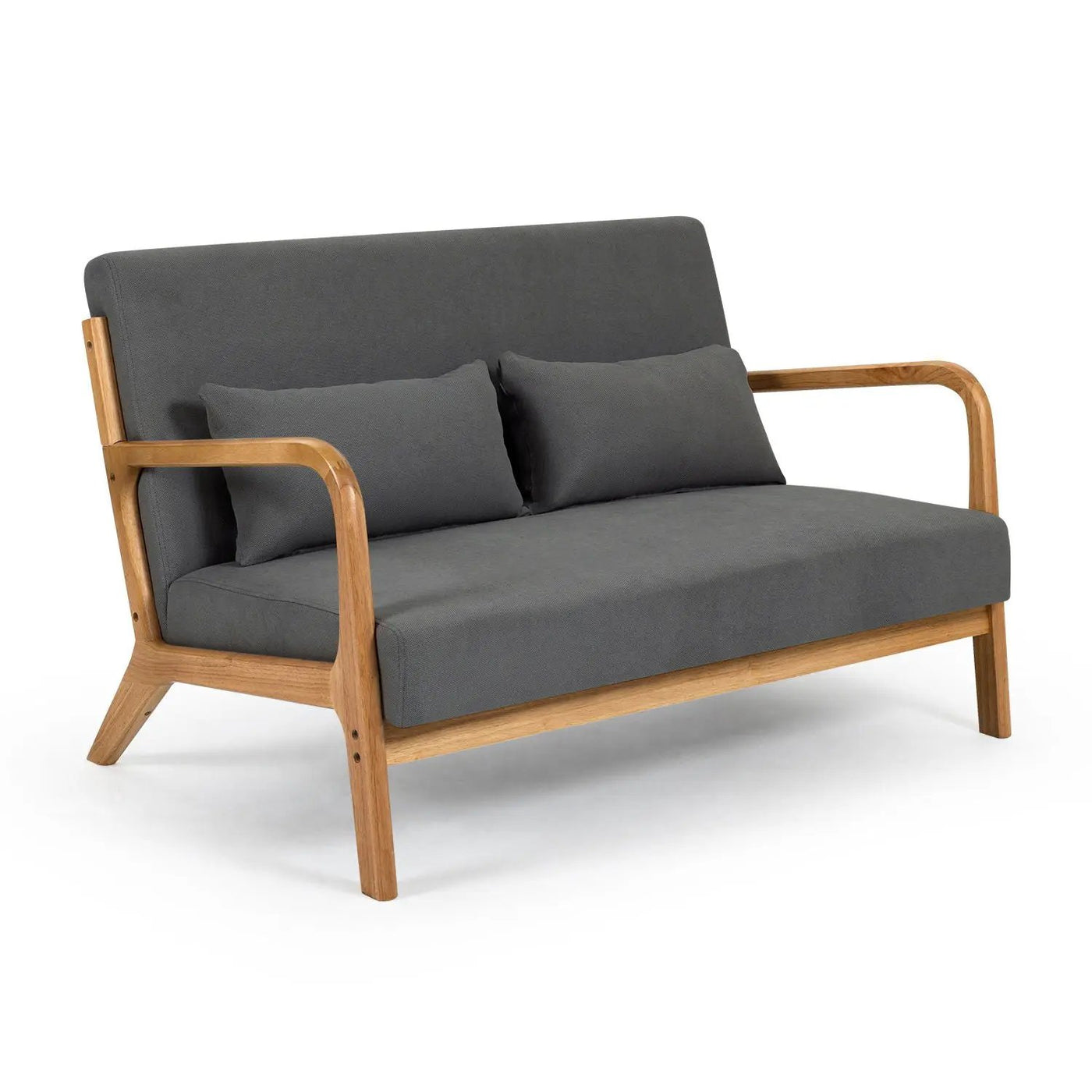 Leisure Chair With Solid Wood Armrest And Feet, Mid-Century Modern Accent Sofa, 2 Seat by Unique Piece Furniture