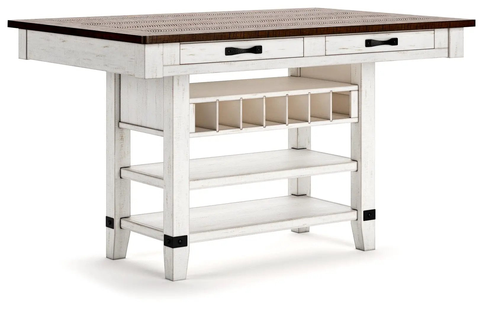 Valebeck - Rect Dining Room Counter Table With Wine Rack by Unique Piece Furniture