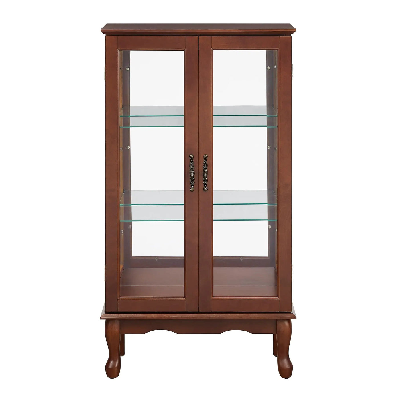 Curio Cabinet Lighted Curio Diapaly Cabinet With Adjustable Shelves And Mirrored Back Panel, Tempered Glass Doors (3 Tier), (E26 Light Bulb Not Included) by Unique Piece Furniture