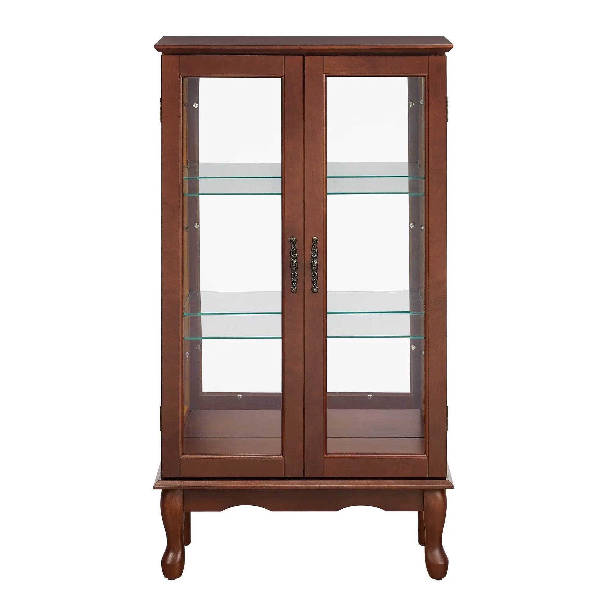 Curio Cabinet Lighted Curio Diapaly Cabinet With Adjustable Shelves And Mirrored Back Panel, Tempered Glass Doors (3 Tier), (E26 Light Bulb Not Included) by HouseOfZazla