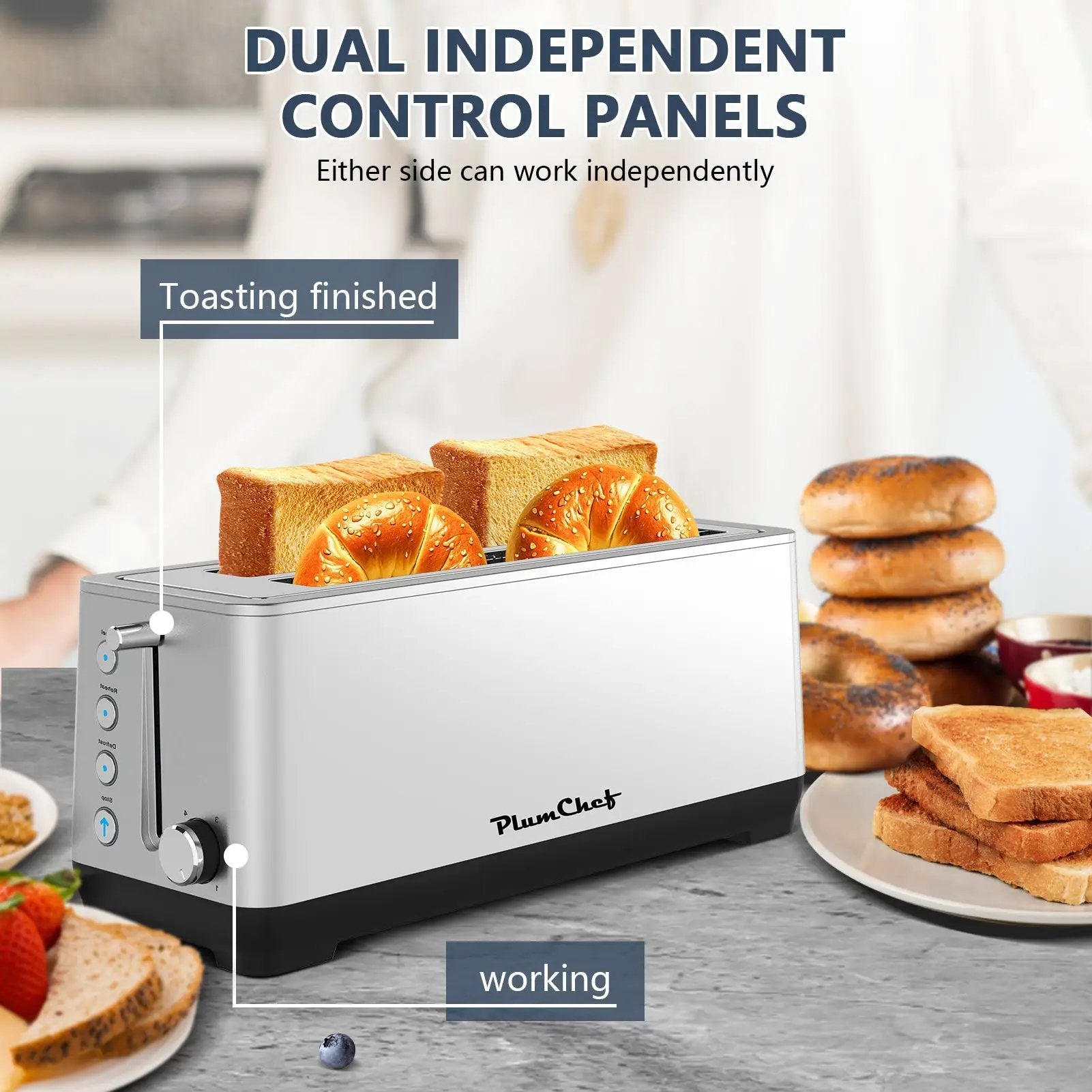 4-Slice Extra Wide Long Slot Toaster (Silver, 1500W) by HouseOfZazla