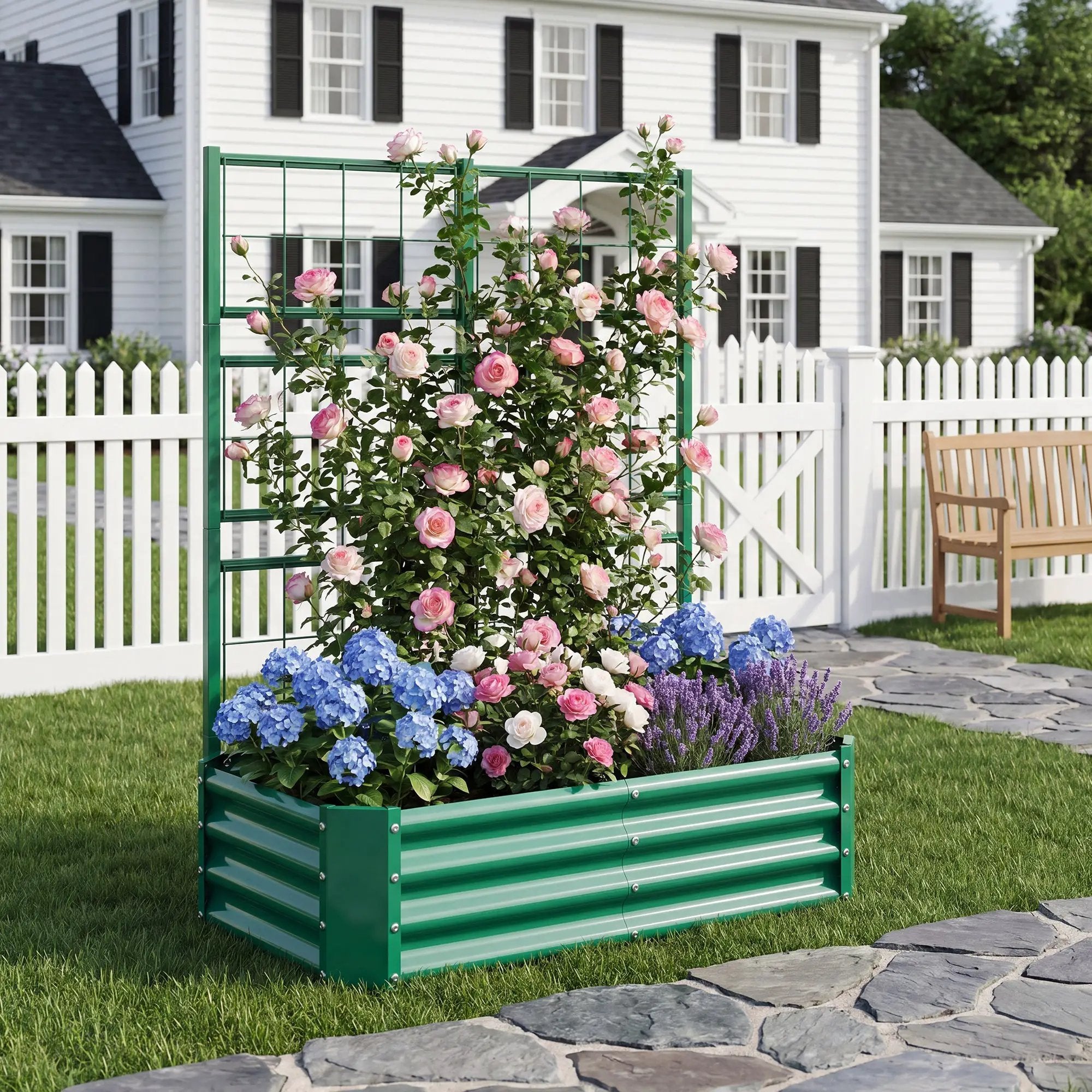 4x2x1FT Galvanized Raised Garden Bed with Arch Trellis by HouseOfZazla