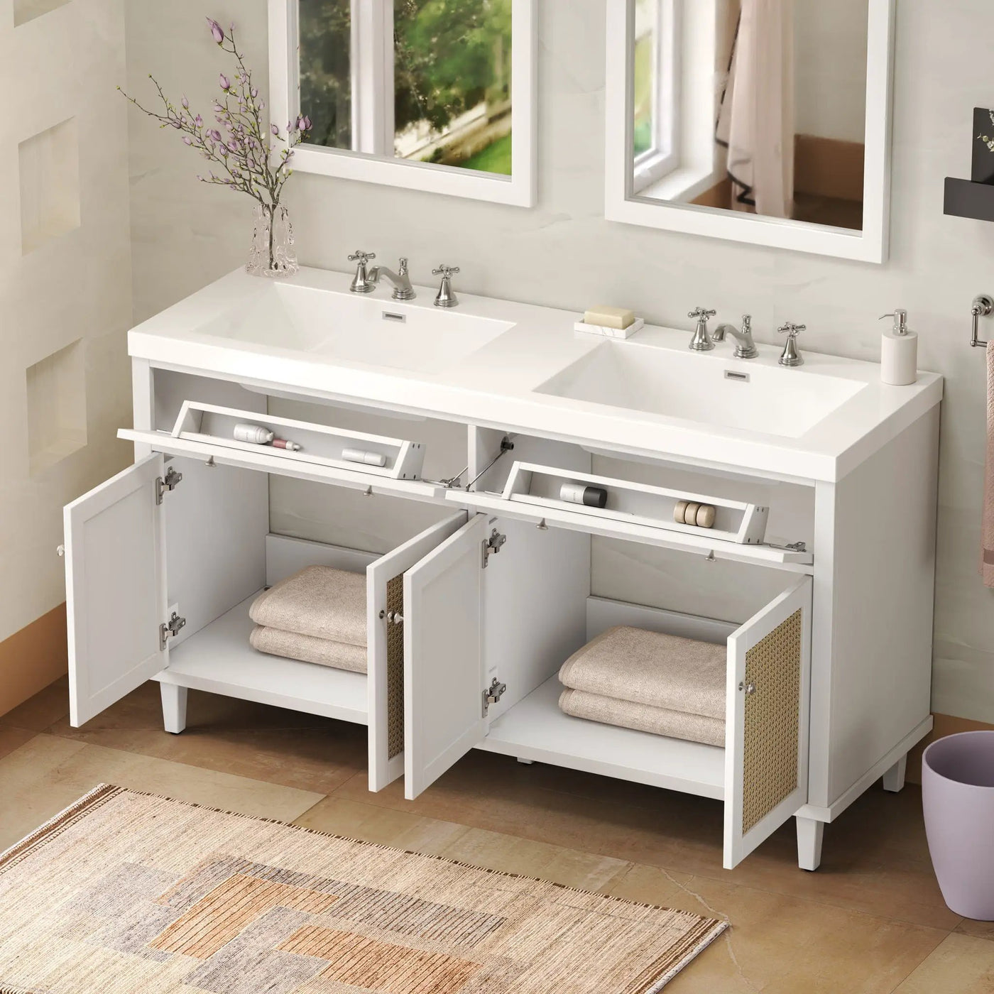 Bathroom Vanity With Double Sink, Large Storage Space by HouseOfZazla