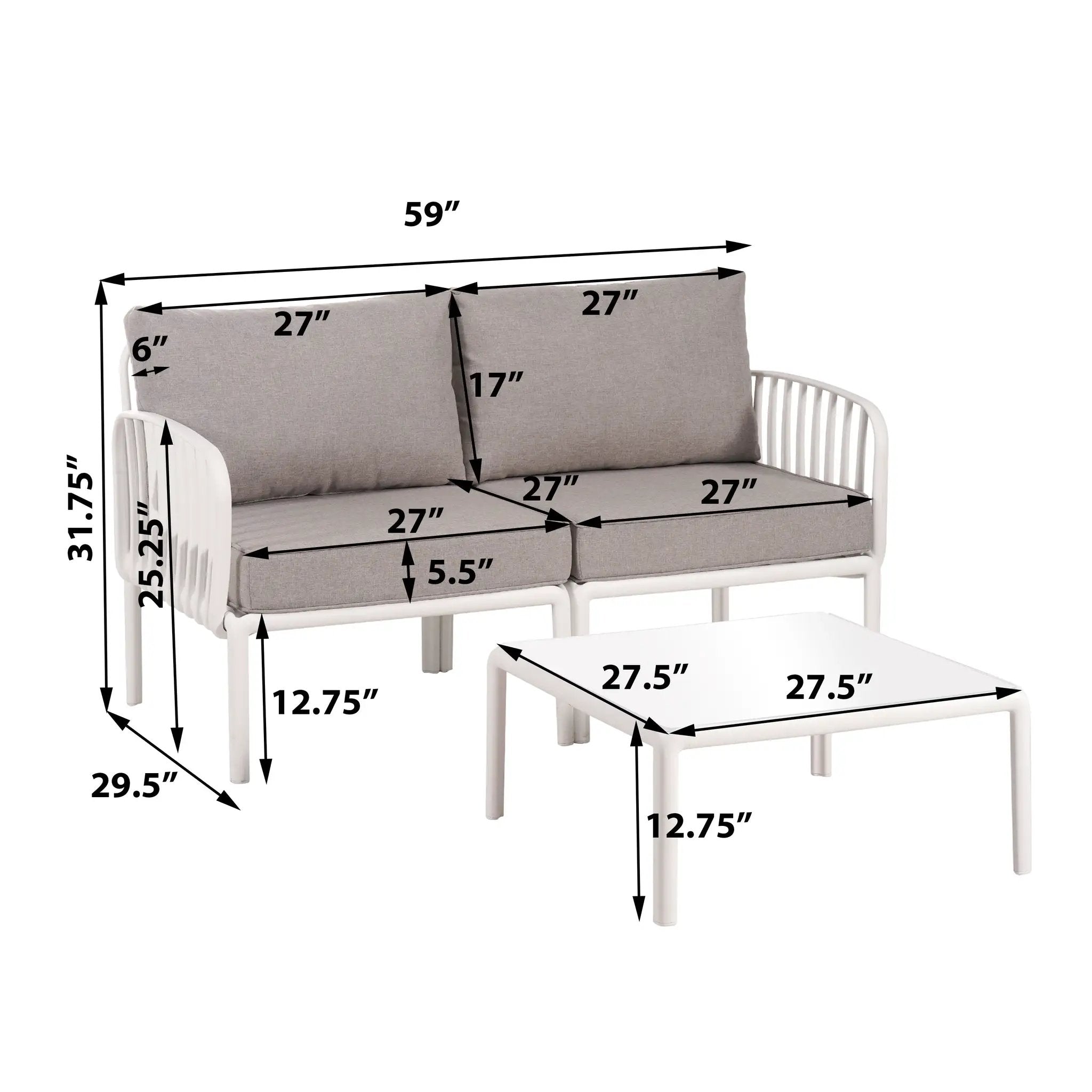 The Sleek All-Weather Resin Outdoor Loveseat and Coffee Table Set by HouseOfZazla