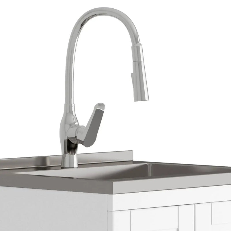 Reed - Deluxe Laundry Cabinet With Pull-Out Faucet And Stainless Steel Sink by Unique Piece Furniture