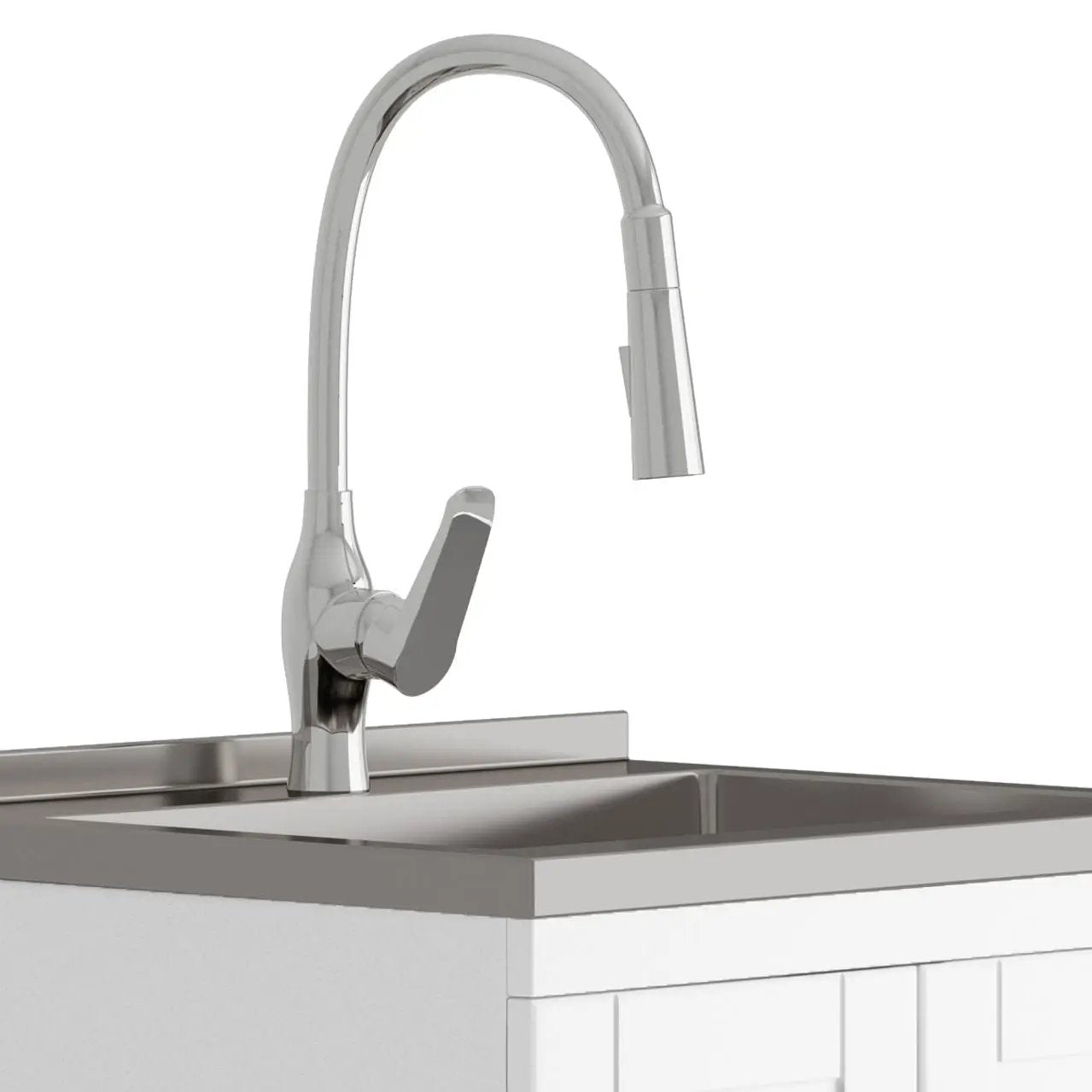 Reed - Deluxe Laundry Cabinet With Pull-Out Faucet And Stainless Steel Sink by Unique Piece Furniture