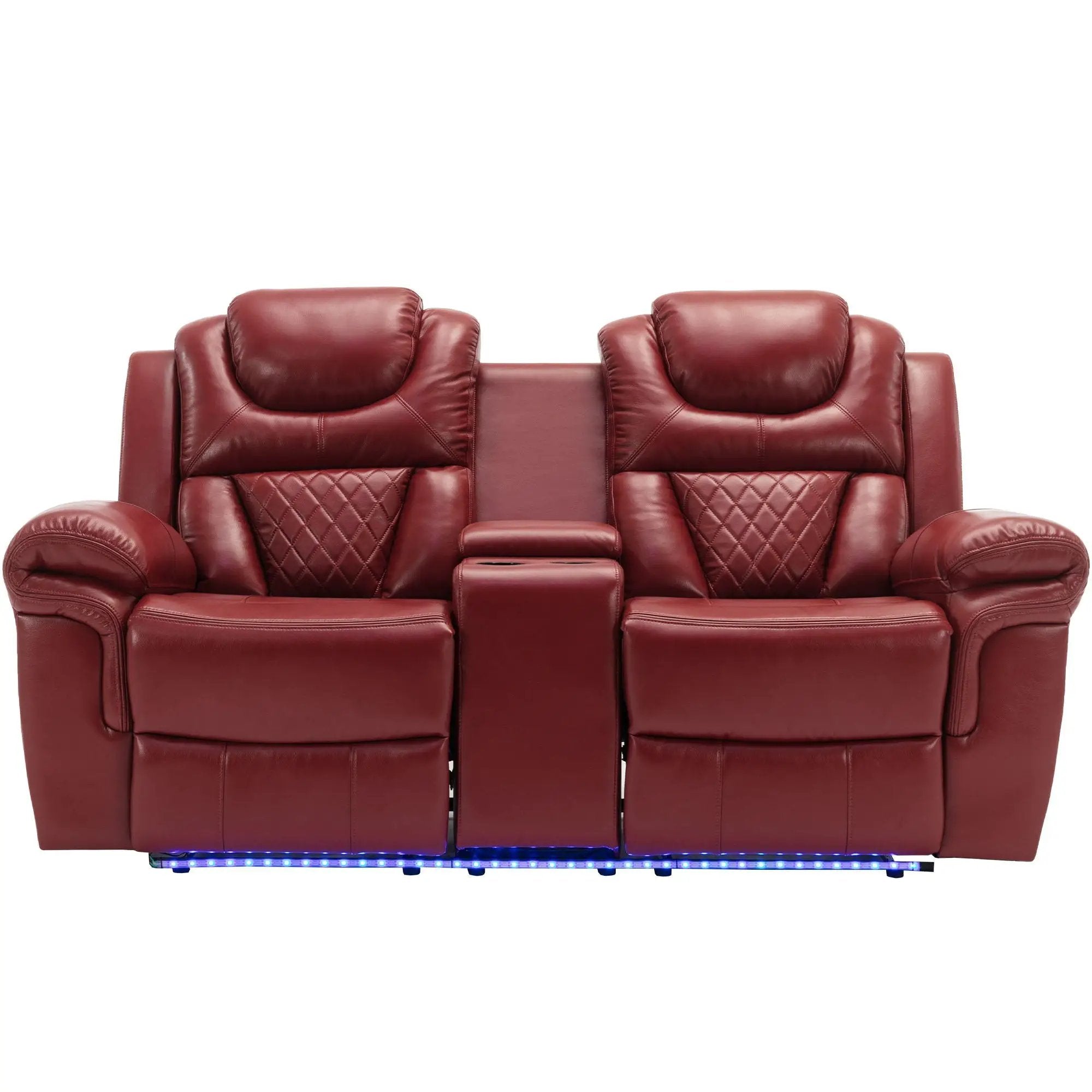 3 Pieces Recliner Sofa Sets Home Theater Seating Manual Recliner Chair With Center Console And LED Light Strip For Living Room by HouseOfZazla