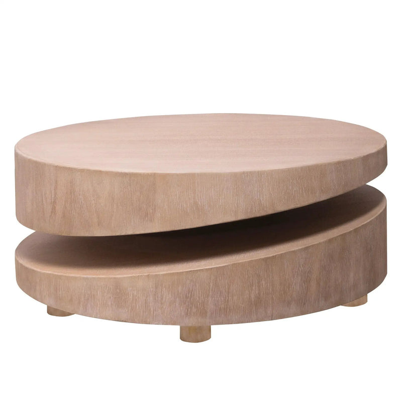 Modern Round Wood Coffee Table, Accent Table For Living Room - Antique Natural / Natural / Rustic by Unique Piece Furniture