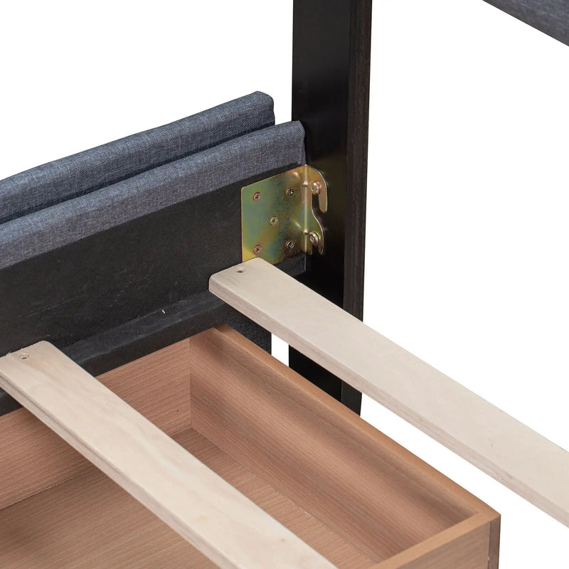 Upholstered Platform Bed With Classic Headboard And Drawers, No Box Spring Needed by HouseOfZazla