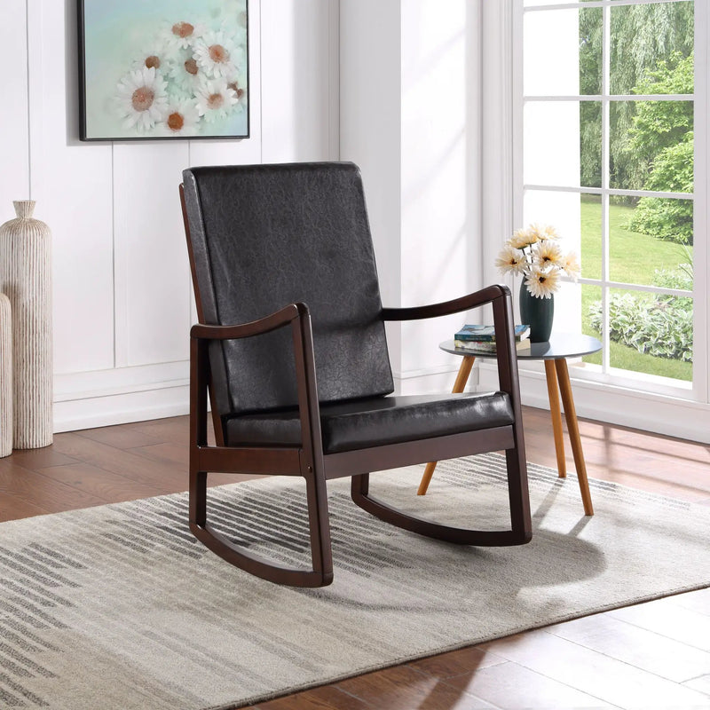 Raina - Synthenic Leather Rocking Chair - Espresso by Unique Piece Furniture