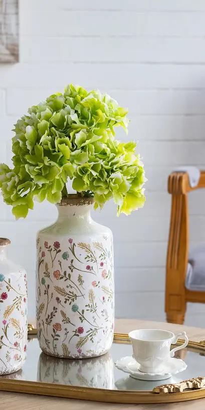 D5.3x10.6' Ceramic Cylinder Vase with Multi-Colored Floral Motifs by HouseOfZazla