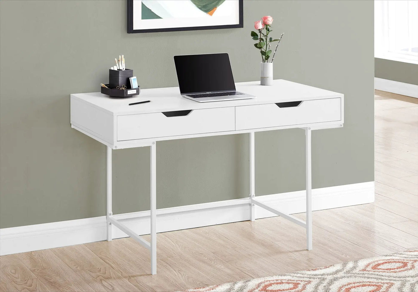 Computer Desk For Home Office, Storage Drawers, Marble Look Contemporary & Modern by HouseOfZazla