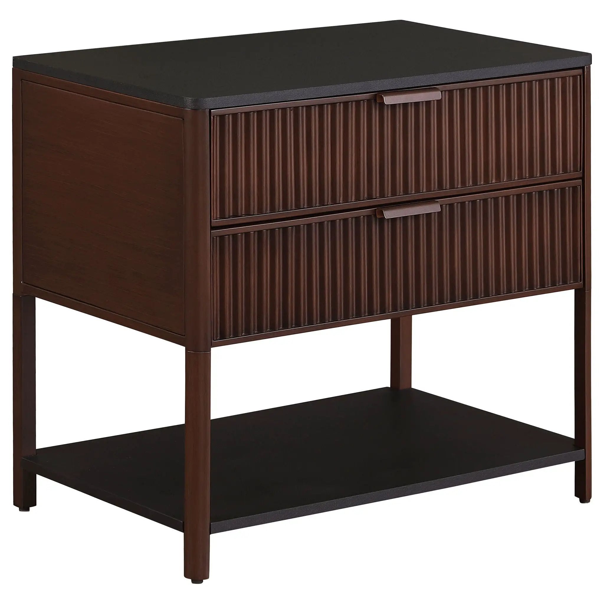 Zimmerlee 2-drawer Side Table with Shelf Rust Brown by Unique Piece Furniture