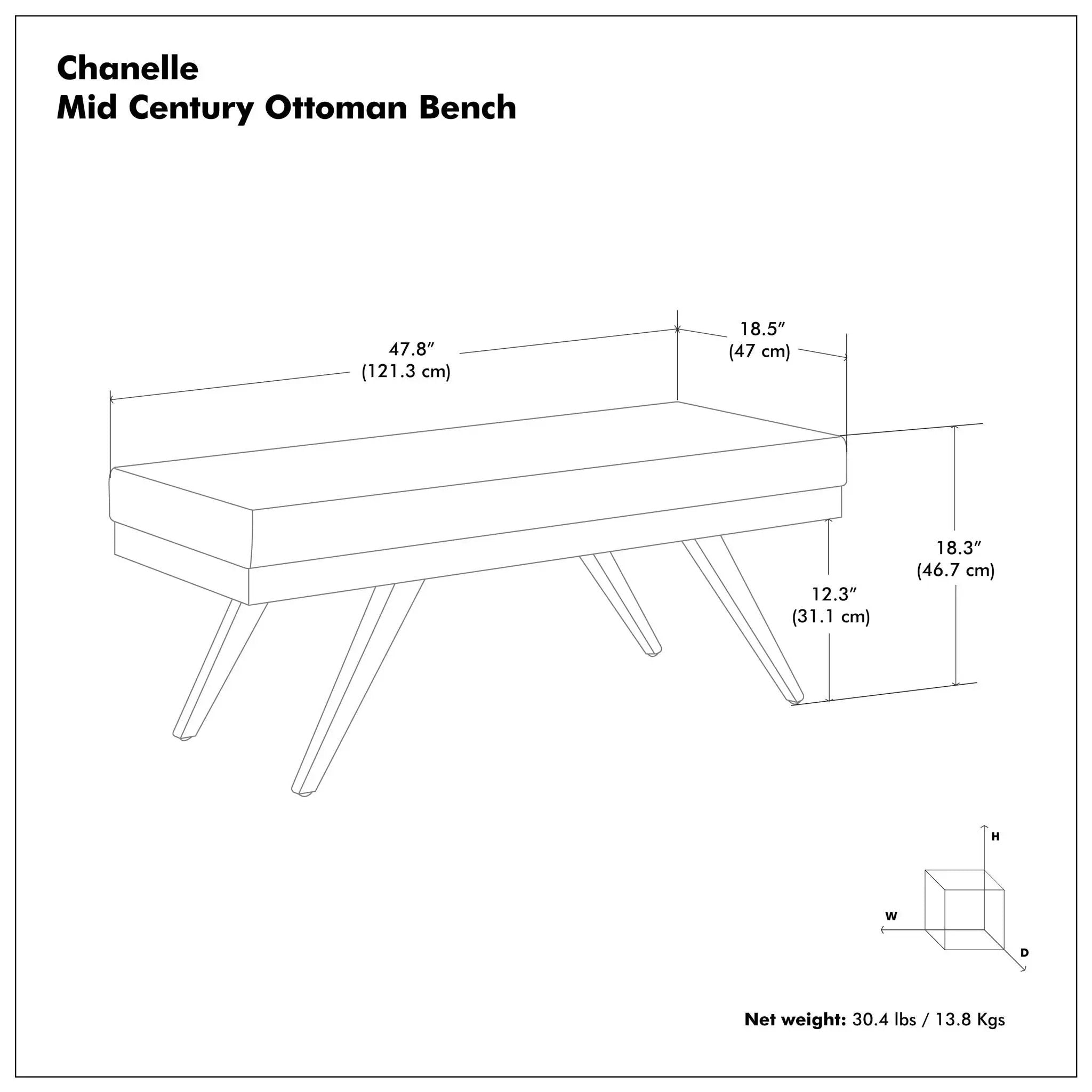 Chanelle - Mid-Century Ottoman Bench by HouseOfZazla