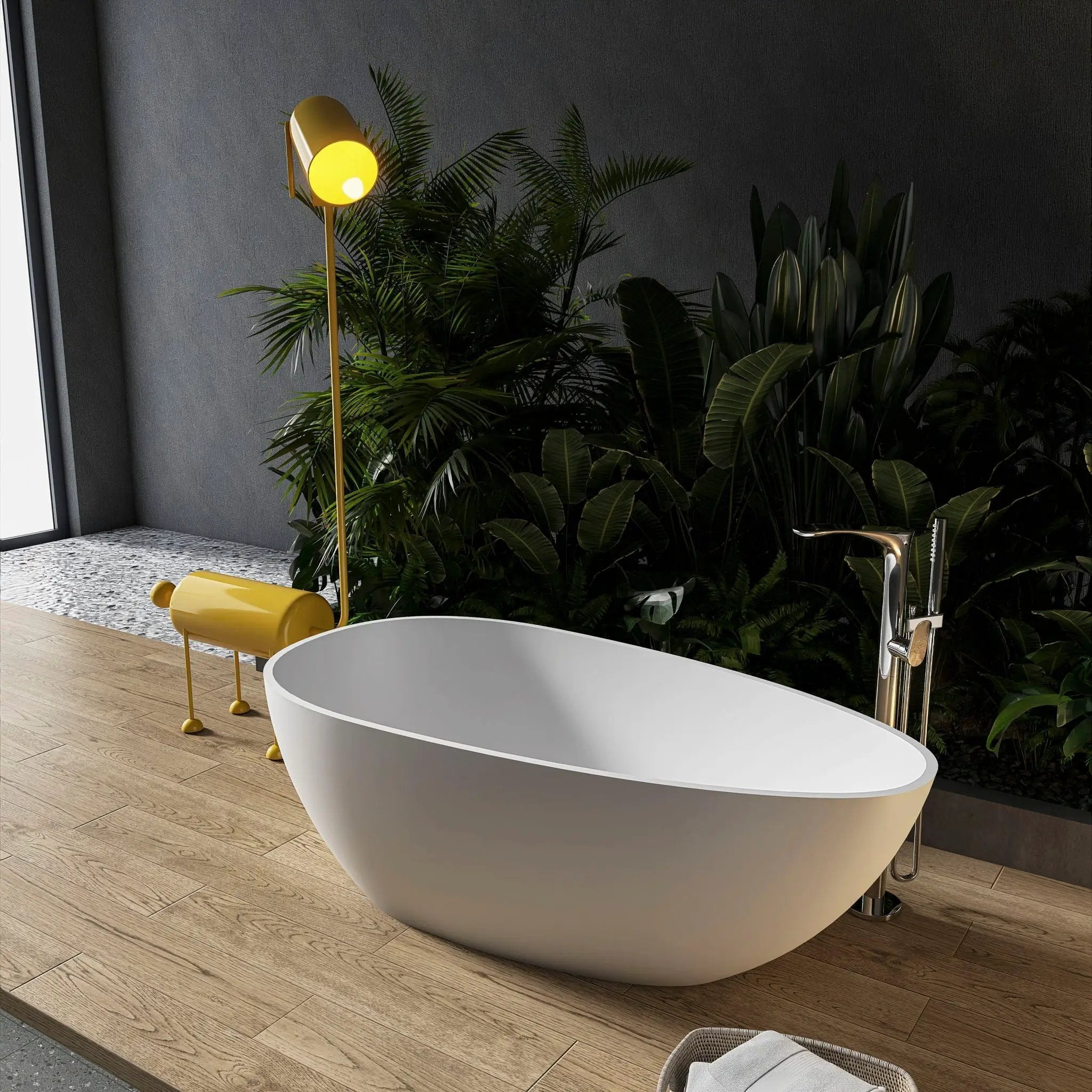 Solid Surface Stone Resin Freestanding Egg Shape Bathtub For The Bathroom - Matte White by HouseOfZazla