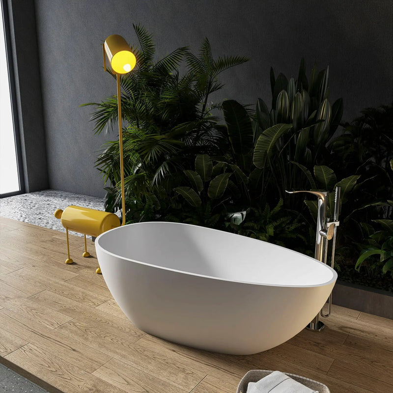 Solid Surface Stone Resin Freestanding Egg Shape Bathtub For The Bathroom - Matte White by HouseOfZazla