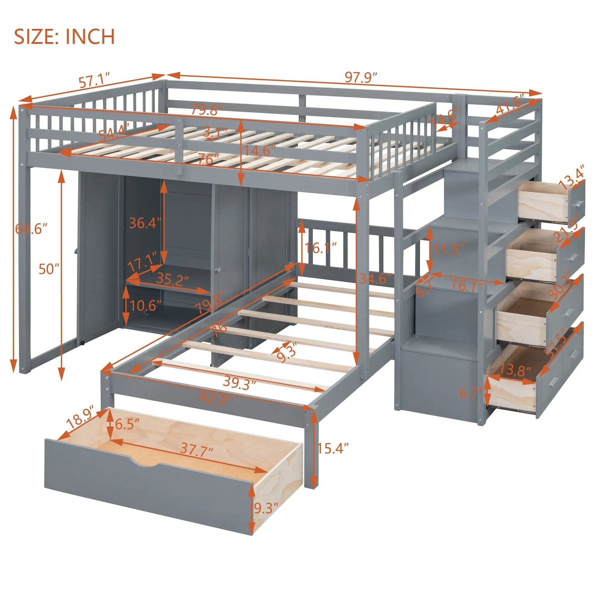 Bunk Bed With Wardrobe, Drawers by HouseOfZazla