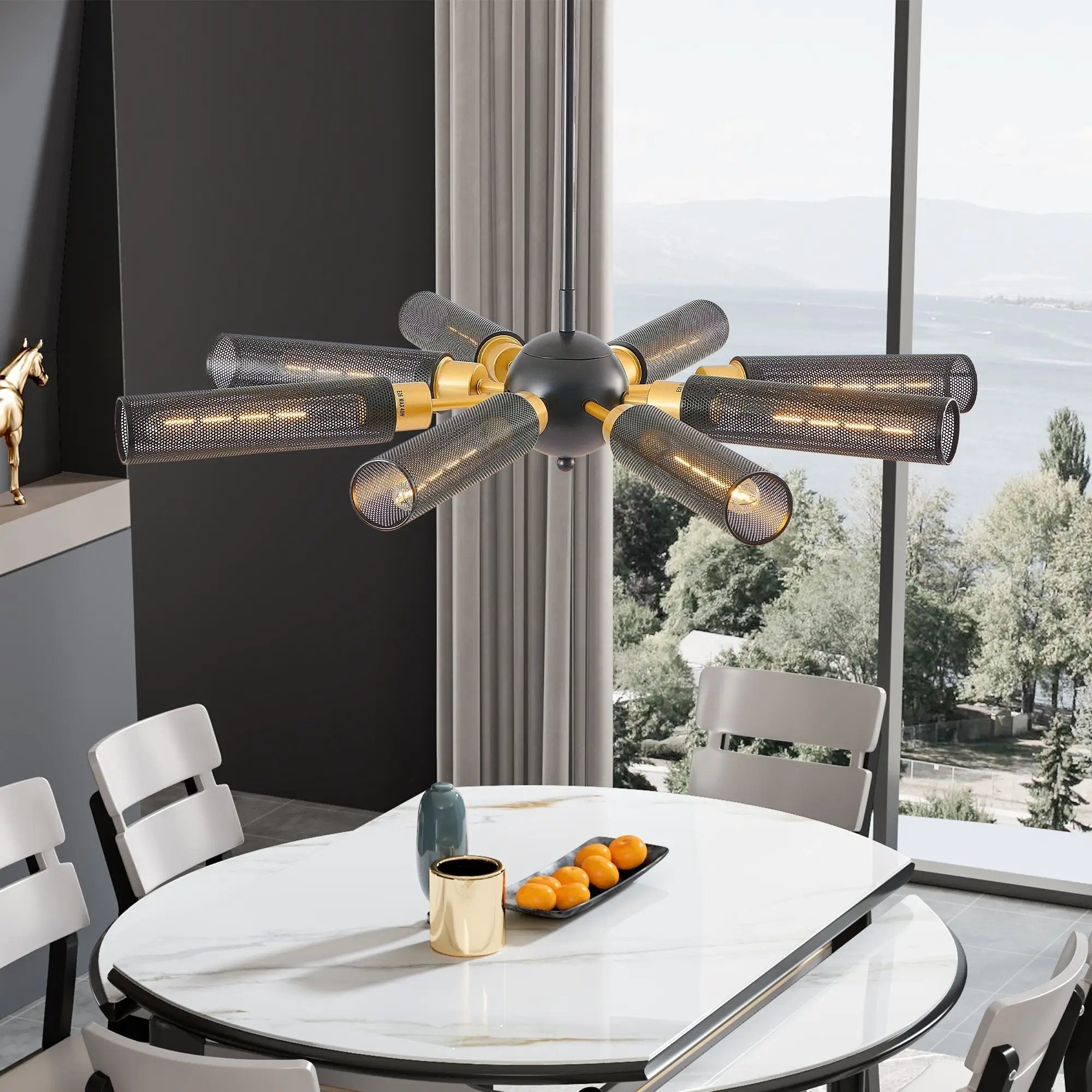 34' Modern Industrial Sputnik 8-Light Chandelier by HouseOfZazla