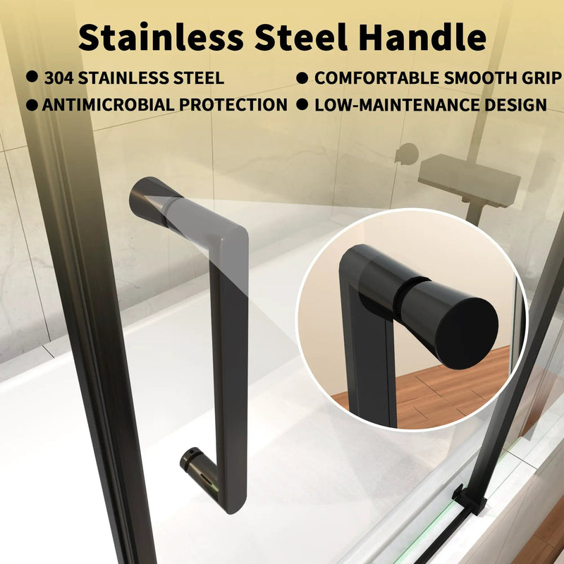 Mod Semi-Frameless Sliding Bathtub Door in Matte Black, photo 9 of 10