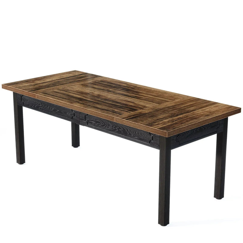 Executive Office Desk, Computer Table With Thick Top - Brown / Black by HouseOfZazla