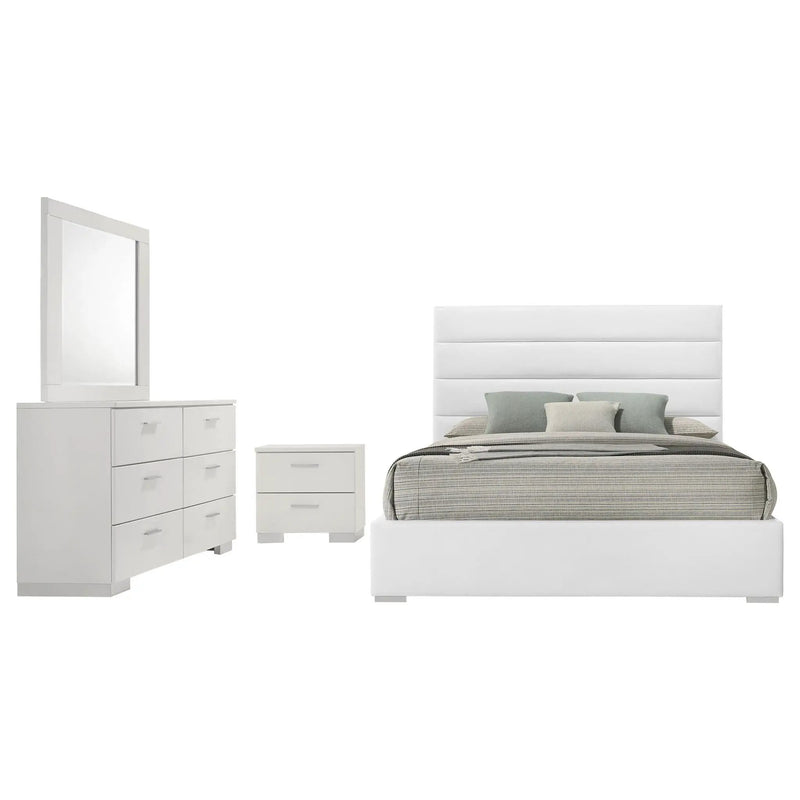 Felicity 4-piece California King Bedroom Set White High Gloss by Unique Piece Furniture