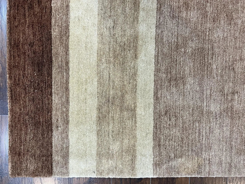 Indo Gabbeh Rug 5x8, Contemporary Wool Stripped Modern Area Rug, Hand Knotted Medium Sized Carpet by Jewel Rugs