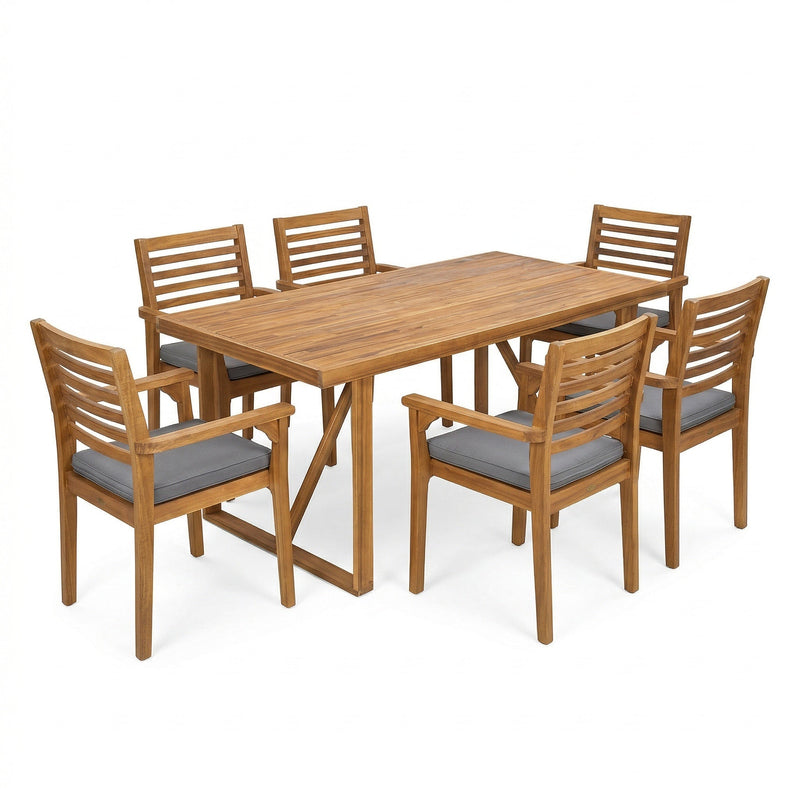 7 Pieces Acacia Wood Outdoor Dining Set by HouseOfZazla