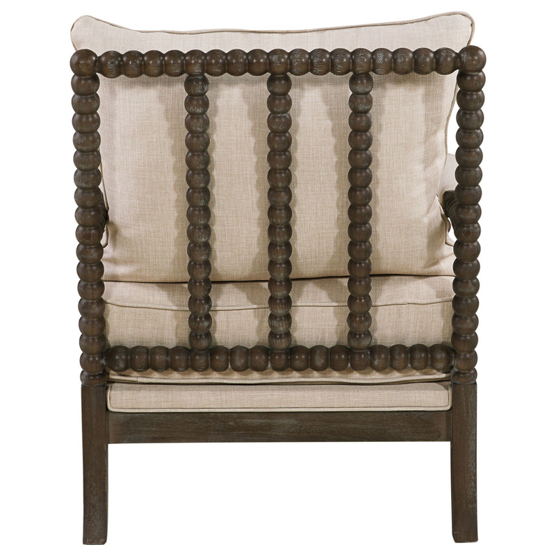 Blanchett Upholstered Bobbin Accent Chair Beige and Distressed Brown by Unique Piece Furniture