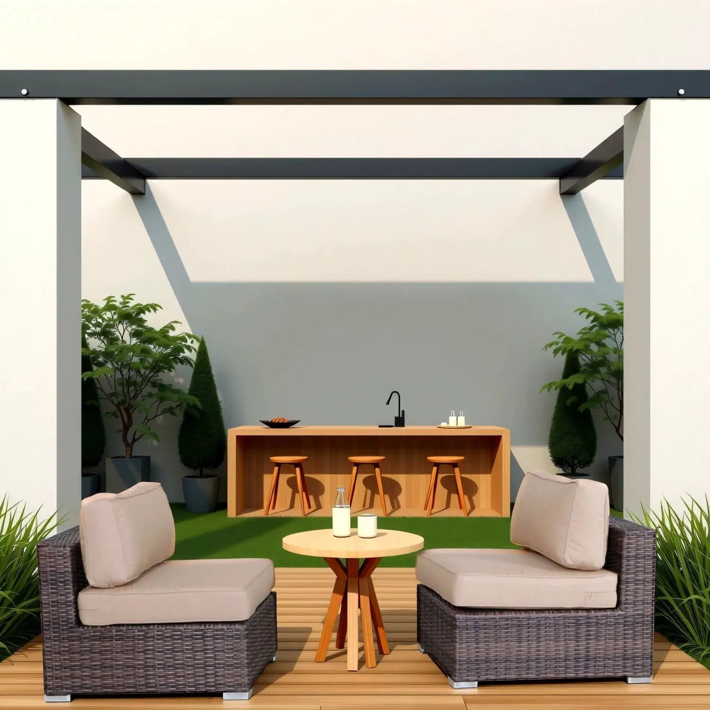 Wide Armless Outdoor Chairs With Cushions (Set of 2) by Unique Piece Furniture