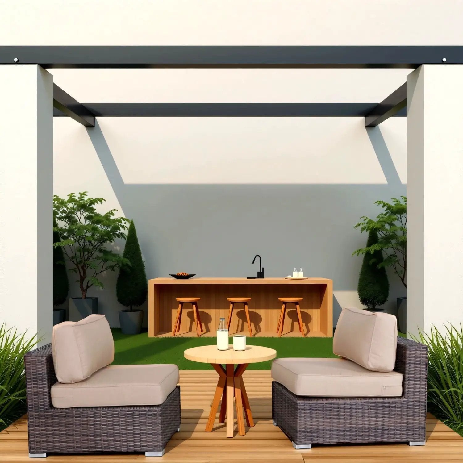 Wide Armless Outdoor Chairs With Cushions (Set of 2) by Unique Piece Furniture