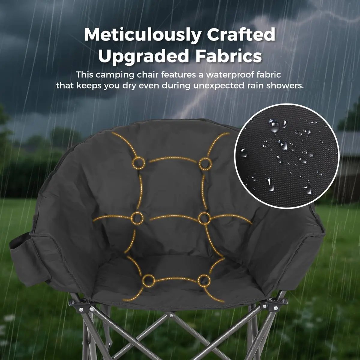 Oversized Camping Chair, Portable Folding Moon Chair with Side Pocket by HouseOfZazla