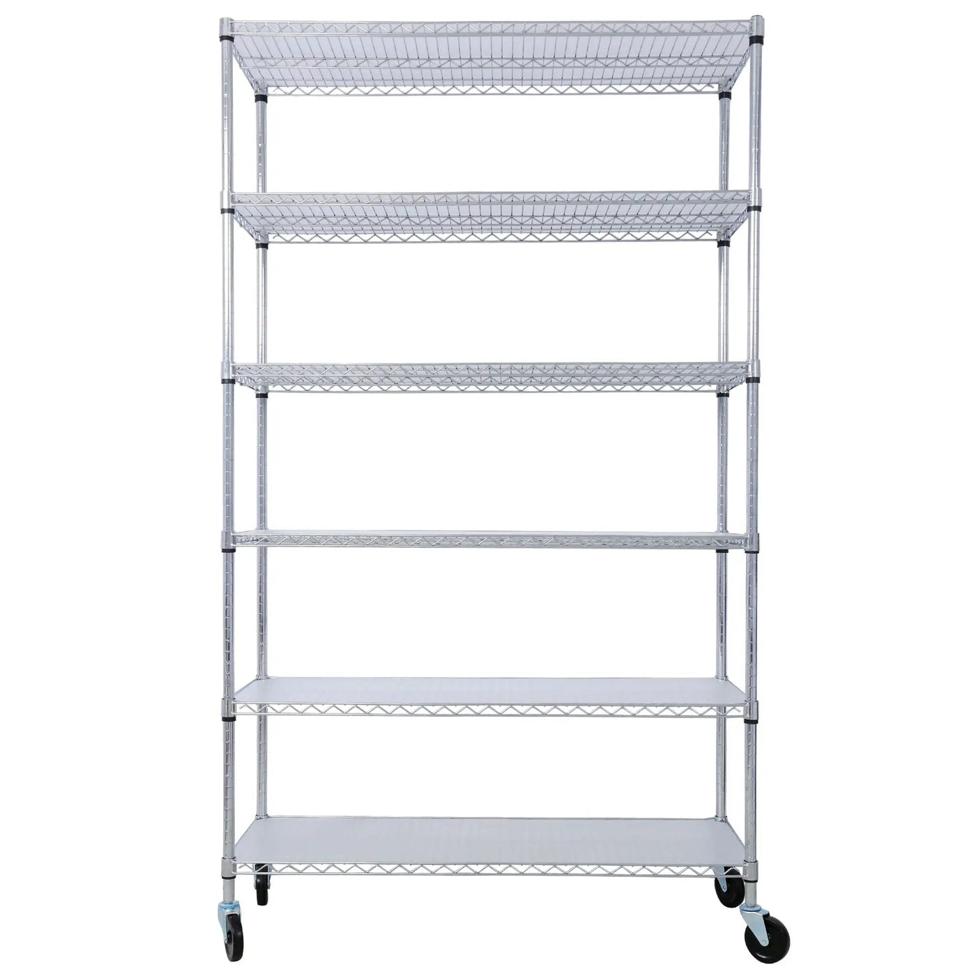 6 Tier 6000Lbs Capacity Nsf Metal Shelf Wire Shelving Unit, Heavy Duty Adjustable Storage Rack With Wheels & Shelf Liners For Commercial Grade Utility Steel Storage Rack by Unique Piece Furniture