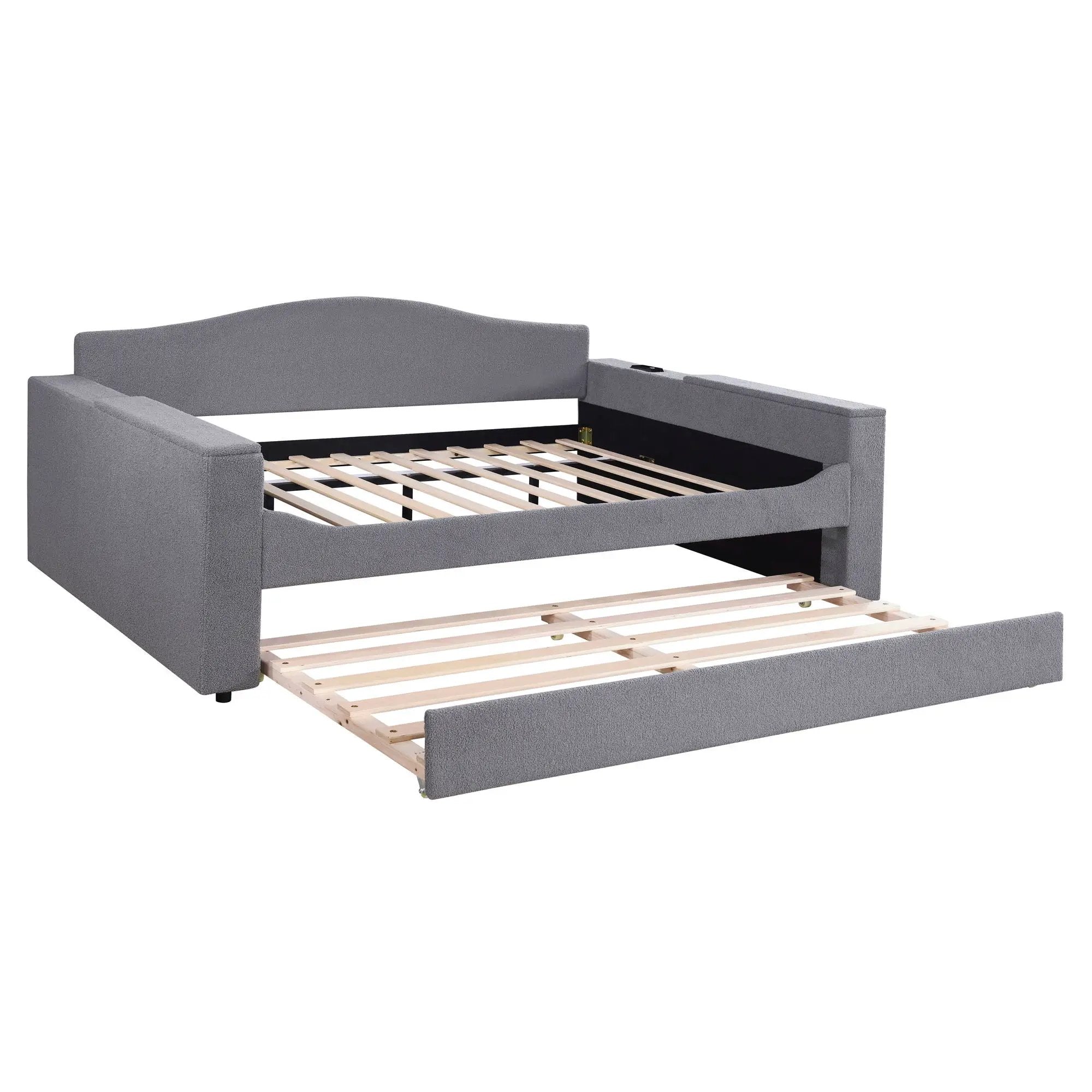 Upholstered Daybed With Storage Armrests, Trundle And Latest Integrated tooth Audio System by HouseOfZazla