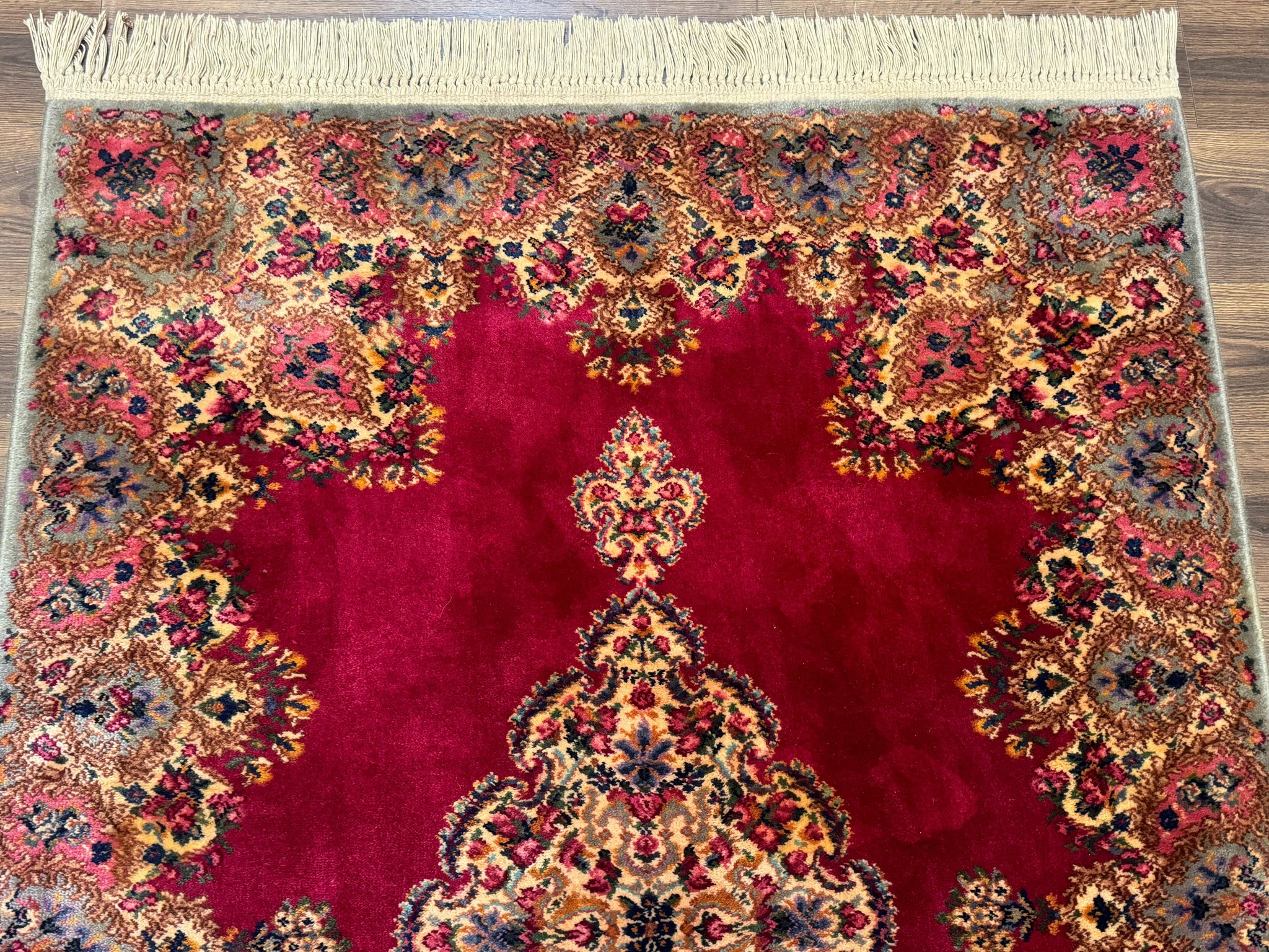Karastan Rug 4x6 Red Medallion Kirman #762, Wool Vintage Original 700 Series by Jewel Rugs