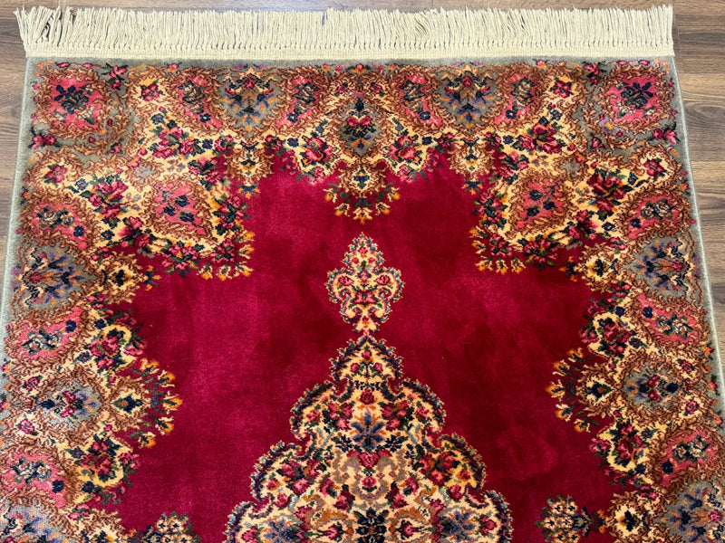 Karastan Rug 4x6 Red Medallion Kirman #762, Wool Vintage Original 700 Series by Jewel Rugs