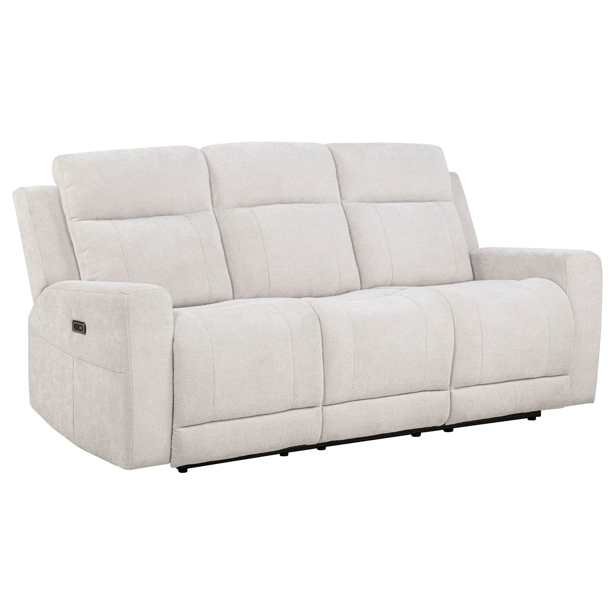 Kennett 3-piece Chenille Power Reclining Sofa Set Ivory by Unique Piece Furniture