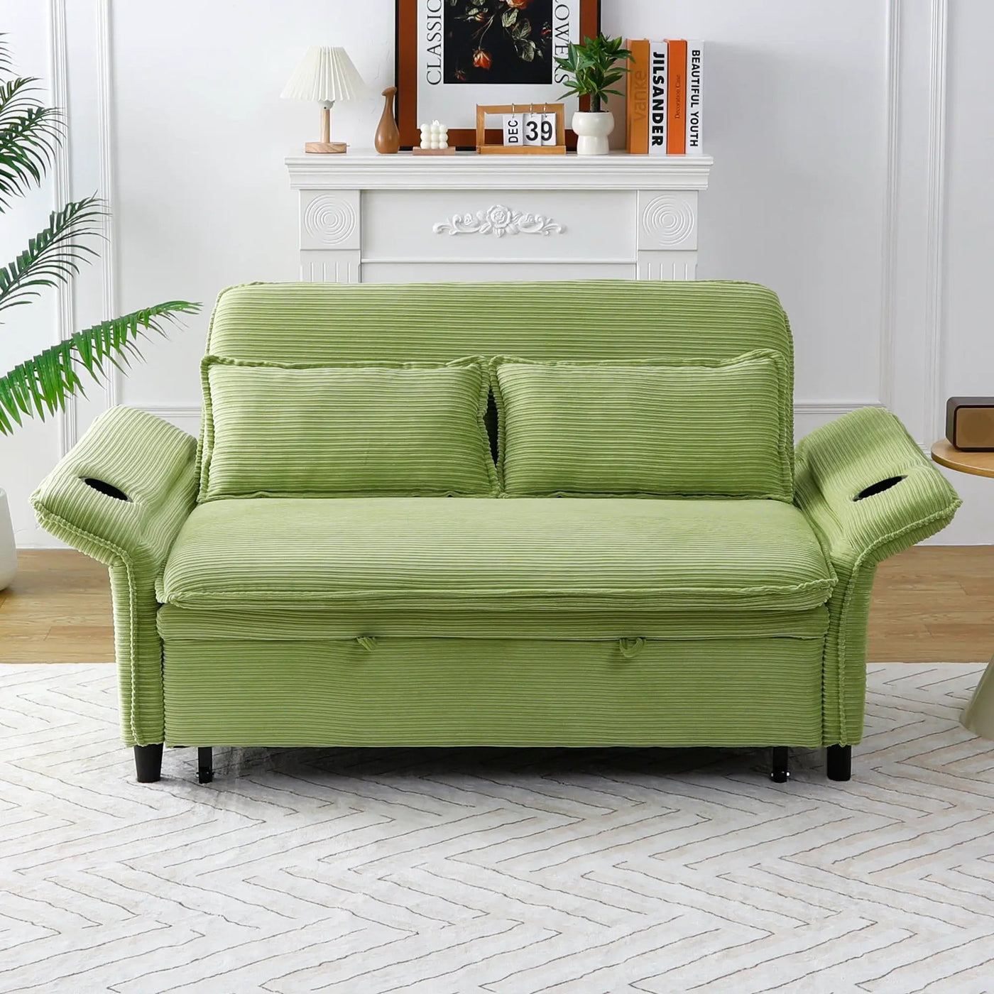 Modern Fabric Multi-Functional Sofa Bed With Adjustable Armrests And Backrests by Unique Piece Furniture