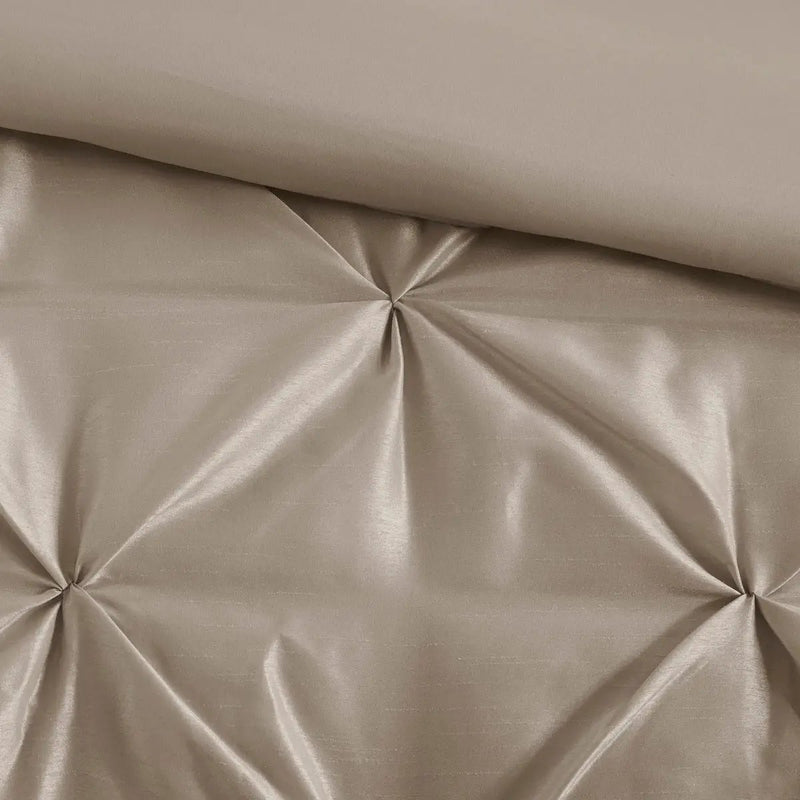 7 Piece Tufted Comforter Set Taupe Queen by HouseOfZazla